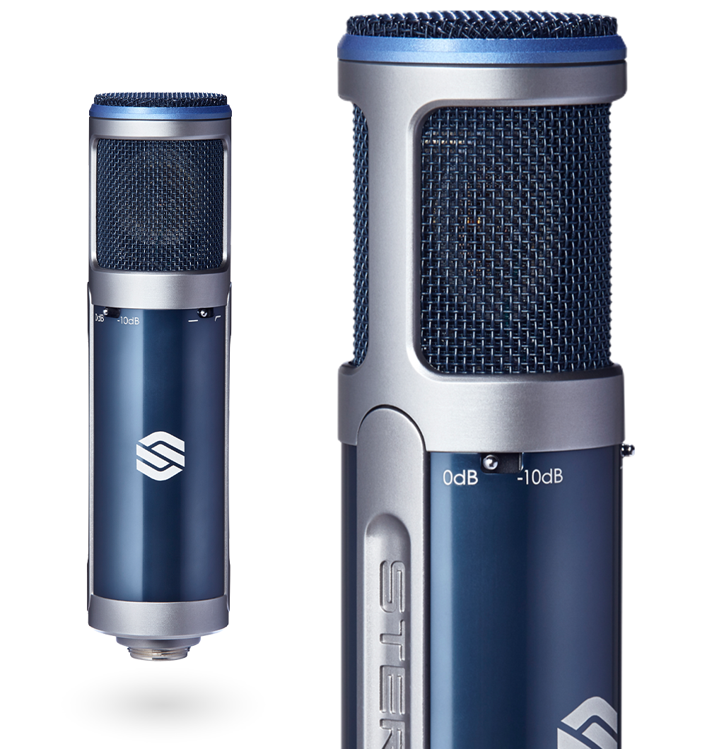 Two Sterling ST159 multi-pattern condenser microphones.