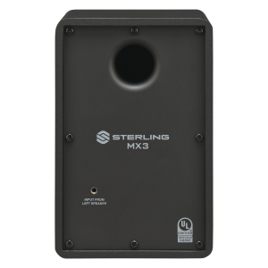 Sterling Audio MX3 3-inch powered studio monitor left unit back.