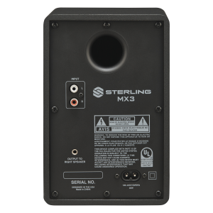 Sterling Audio MX3 3-inch powered studio monitor right unit back top.
