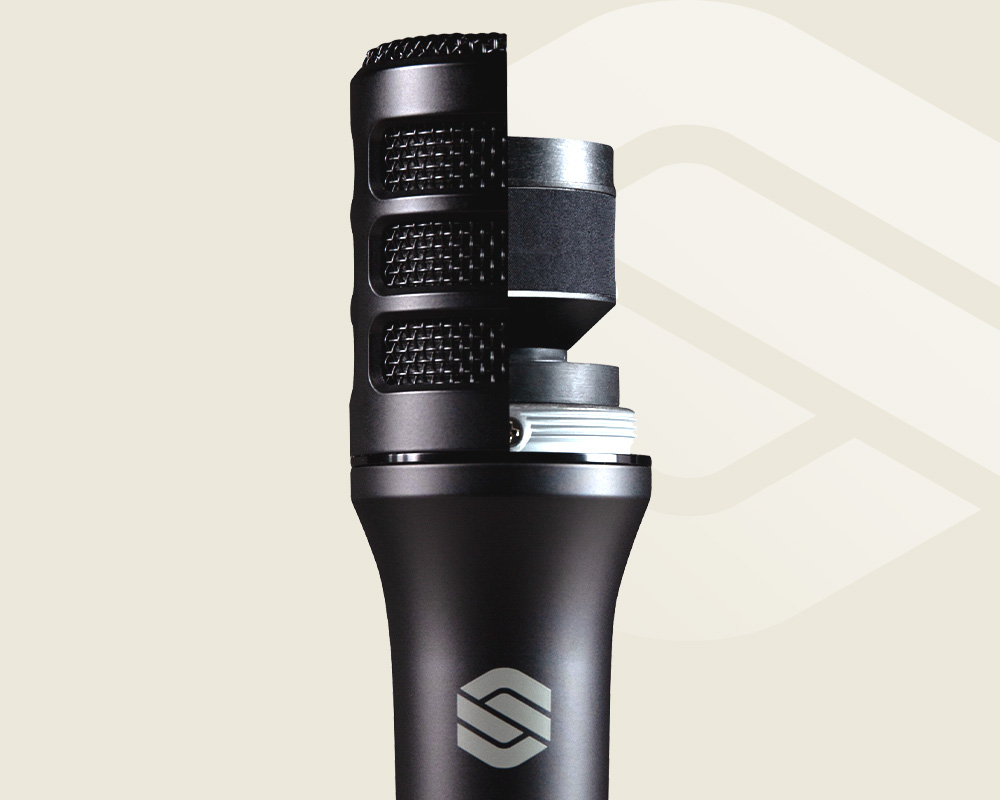 P10 instrument microphones cutaway showing internal design on light background.