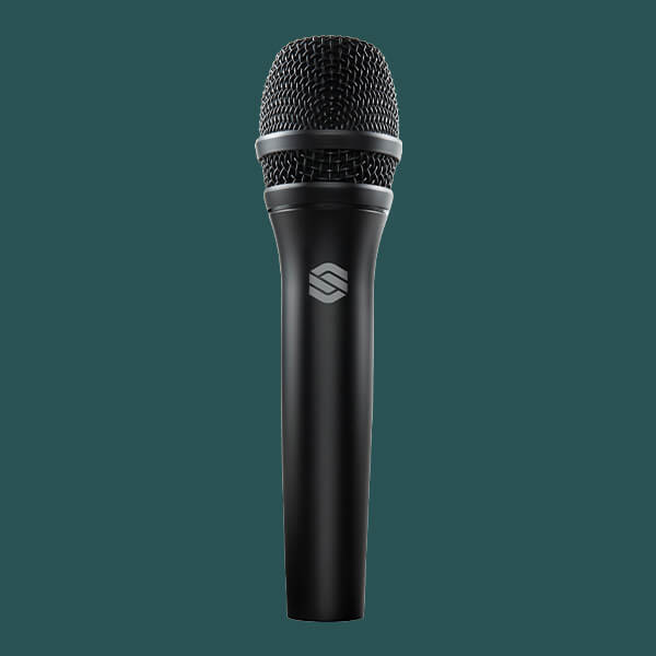 Sterling P20 live vocal microphone on a green background.
