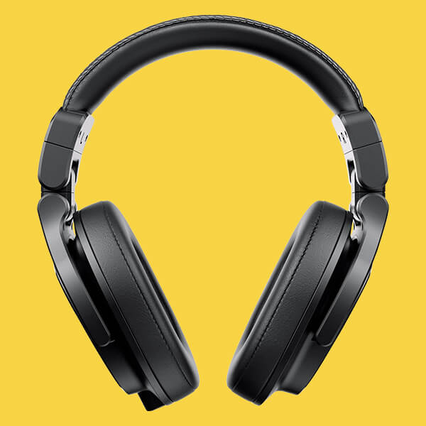 Sterling Audio S400 studio headphone front on yellow background.