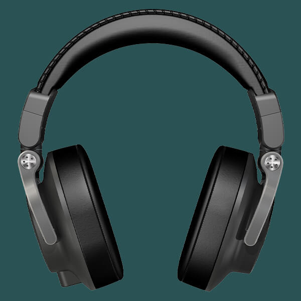 Sterling S452 studio headphones front on green background.