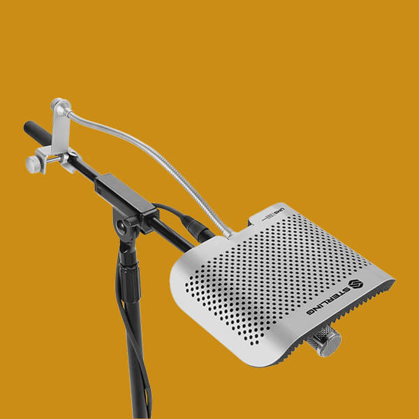 Sterling UMS utility mic shield on yellow background.