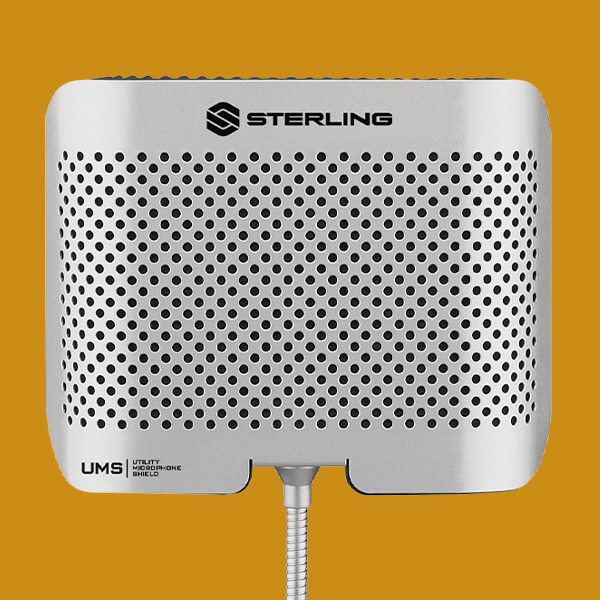 Sterling UMS utility mic shield front on yellow background.