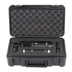 Sterling SP50/30 studio condenser microphone pack hardshell case open.