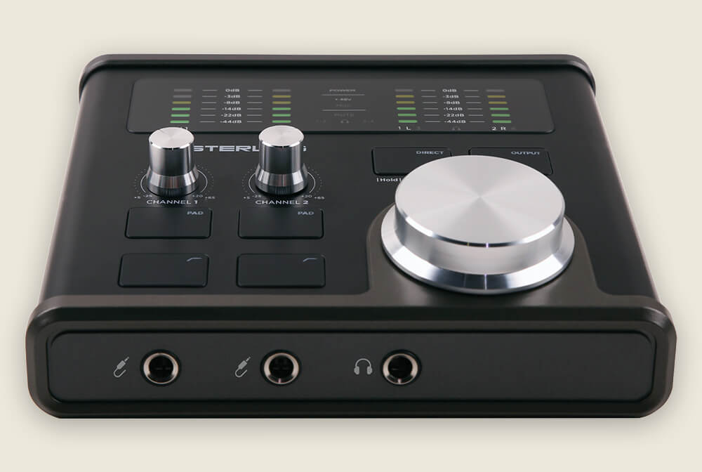 Sterling Harmony H224 audio interface on light background.